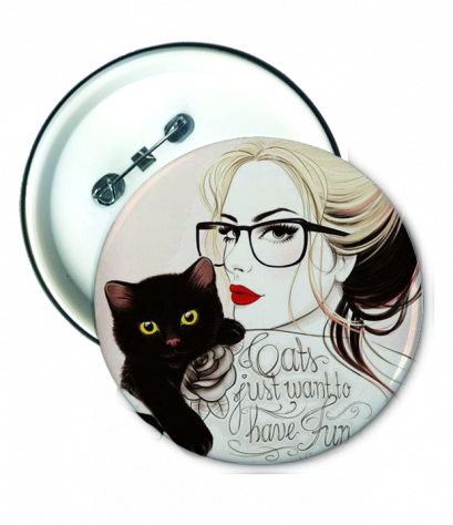 เข็มกลัด พิมพ์รูป Black cat Badge